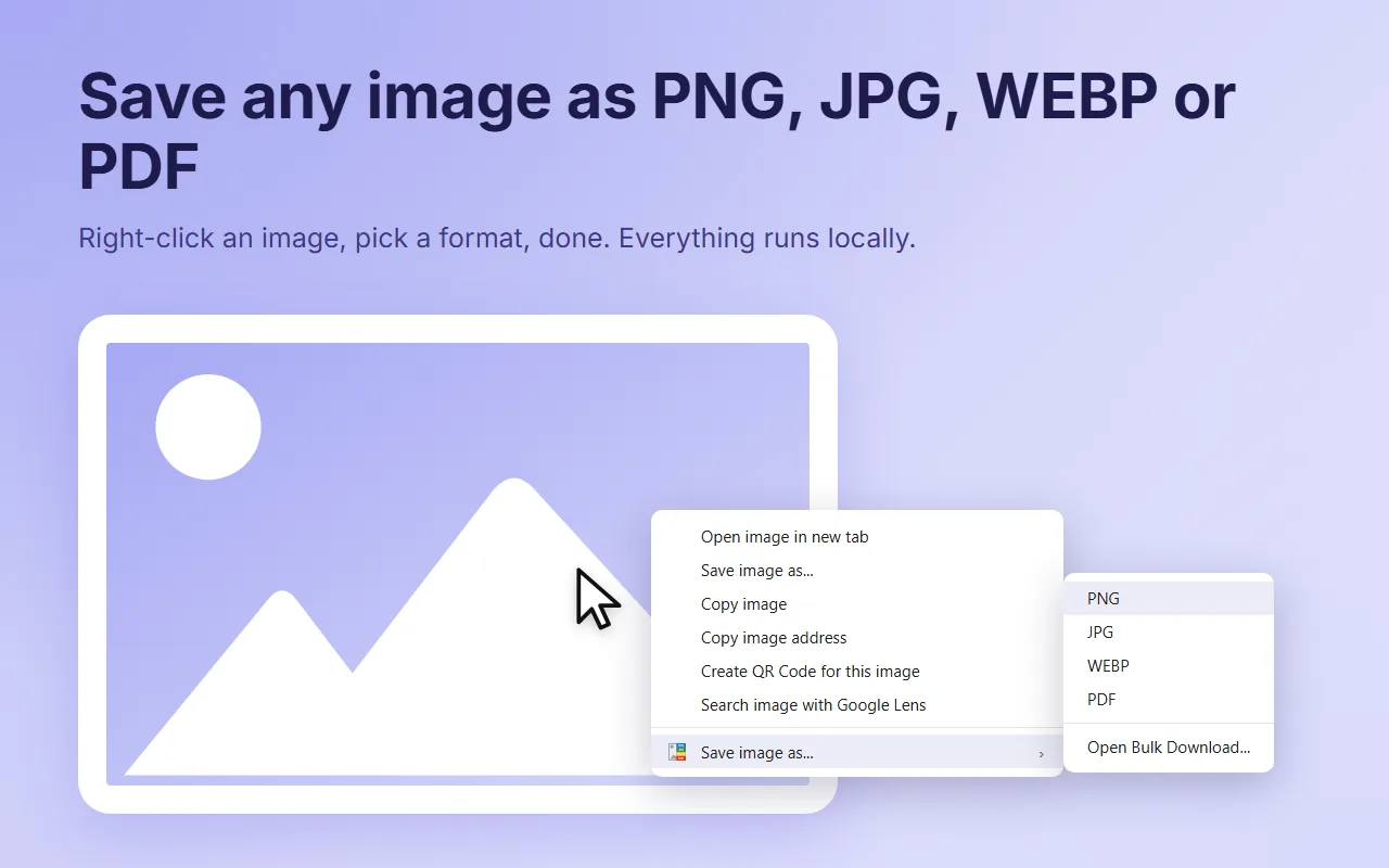 Right-click menu of Chrome with 